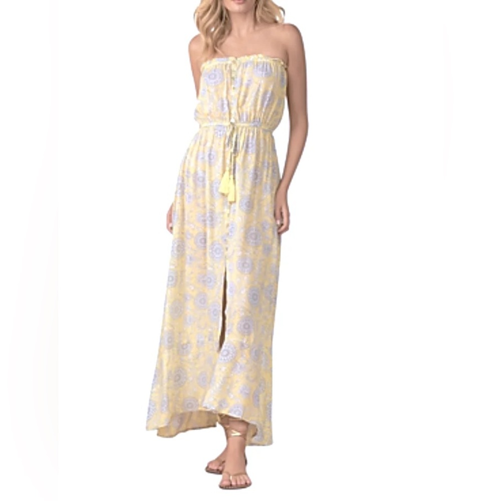 Elan Yellow and Blue Floral Maxi Dress